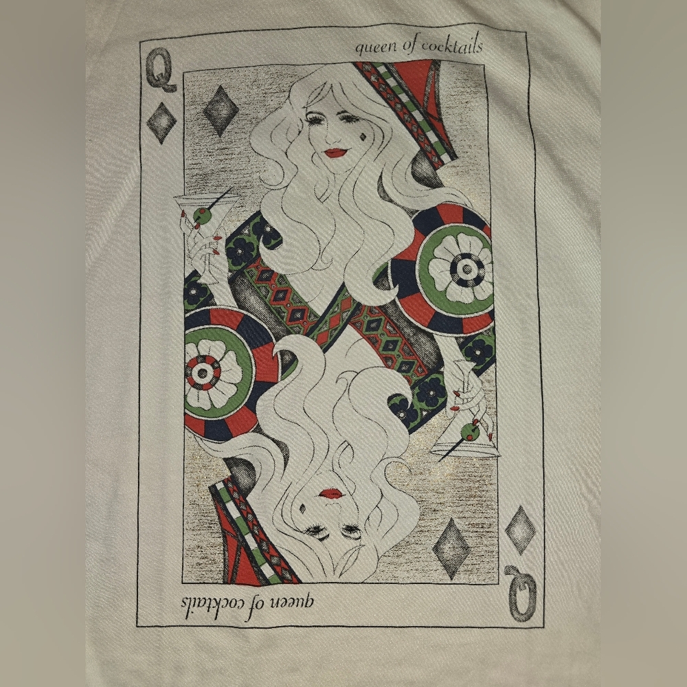 Lucky Brand Cream Queen of Cocktails Graphic Tee, Small, NWT - Picture 2 of 5